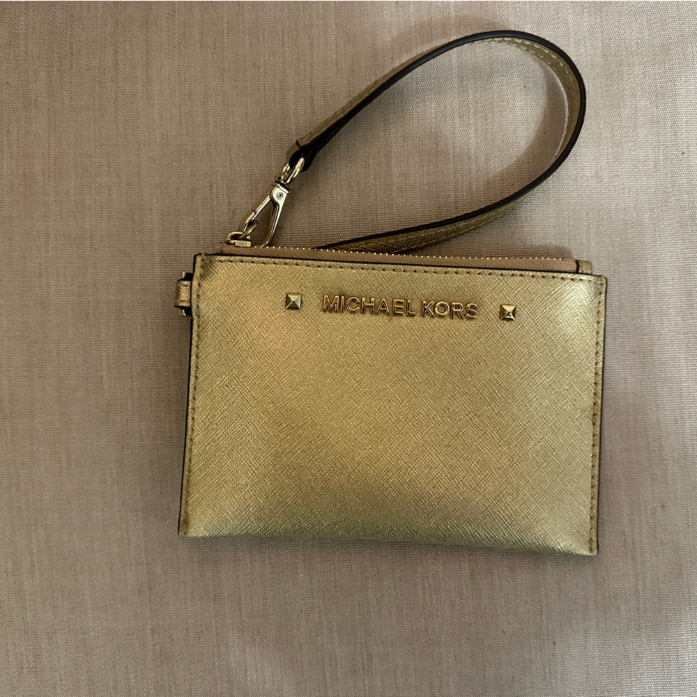 Michael Kors Gold Metallic Clutch Wristlet
